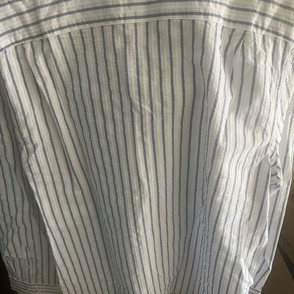 Express White and Blue Casual Button Down Shirt - Picture 2 of 5